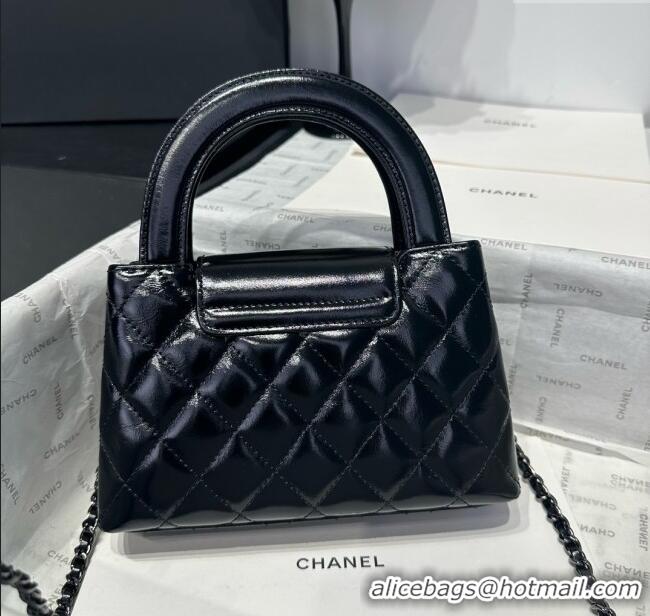 Super Quality Chanel Shiny Calfskin Mini Kelly Shopping Bag AS4416 All Black 2025