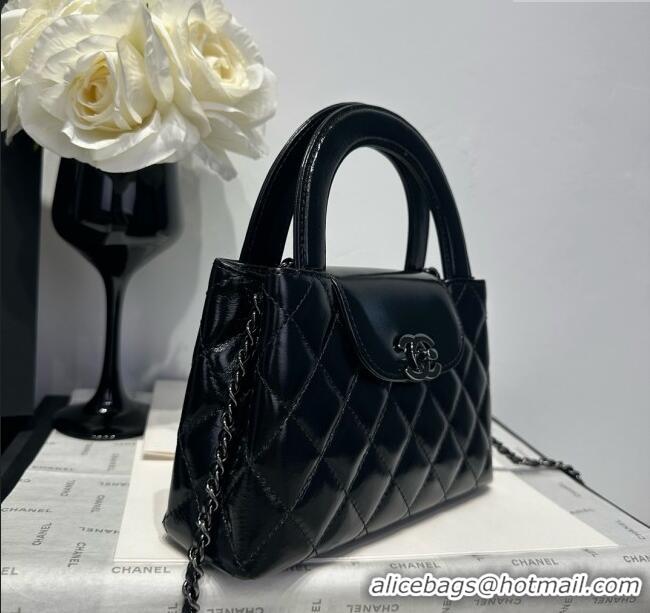 Super Quality Chanel Shiny Calfskin Mini Kelly Shopping Bag AS4416 All Black 2025