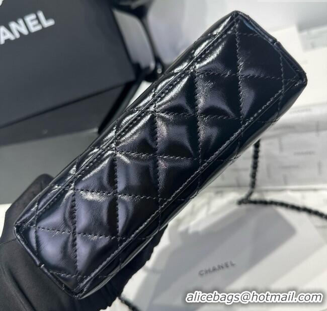 Super Quality Chanel Shiny Calfskin Mini Kelly Shopping Bag AS4416 All Black 2025