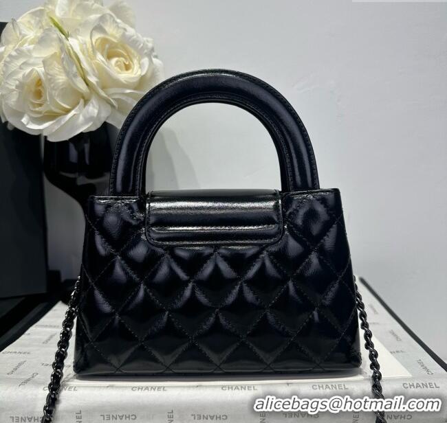 Super Quality Chanel Shiny Calfskin Mini Kelly Shopping Bag AS4416 All Black 2025