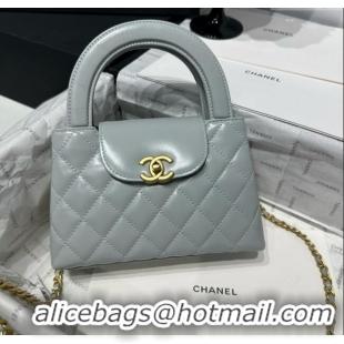 Market Sells Chanel Shiny Calfskin Mini Kelly Shopping Bag AS4416 Light Grey 2025