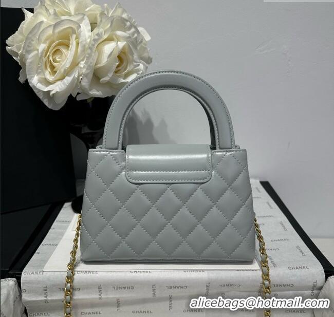 Market Sells Chanel Shiny Calfskin Mini Kelly Shopping Bag AS4416 Light Grey 2025