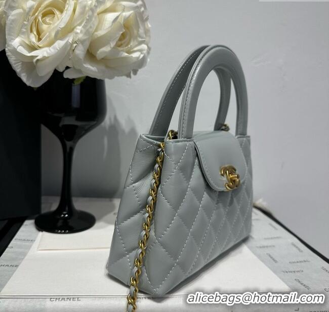 Market Sells Chanel Shiny Calfskin Mini Kelly Shopping Bag AS4416 Light Grey 2025