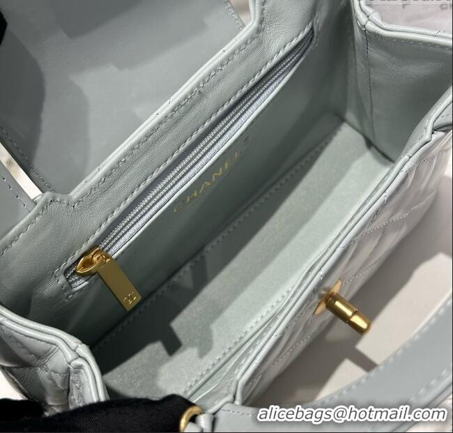 Market Sells Chanel Shiny Calfskin Mini Kelly Shopping Bag AS4416 Light Grey 2025