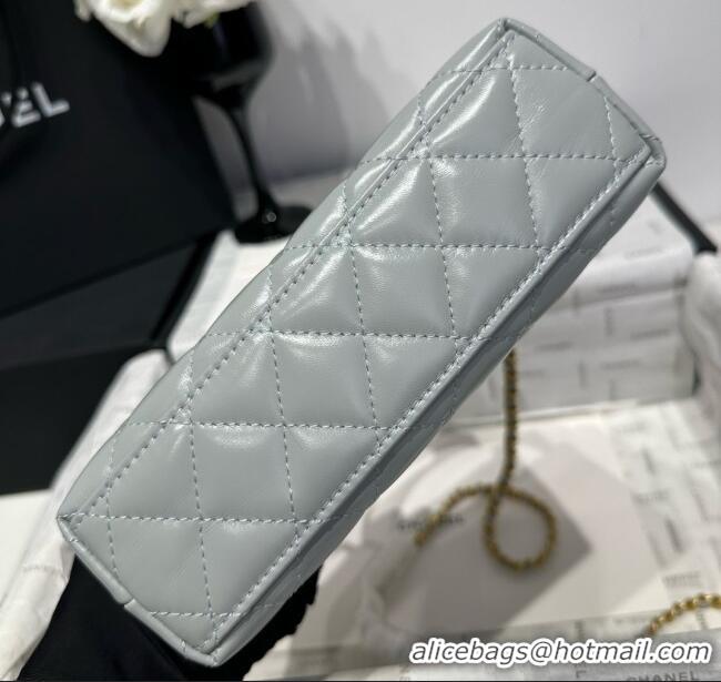 Market Sells Chanel Shiny Calfskin Mini Kelly Shopping Bag AS4416 Light Grey 2025