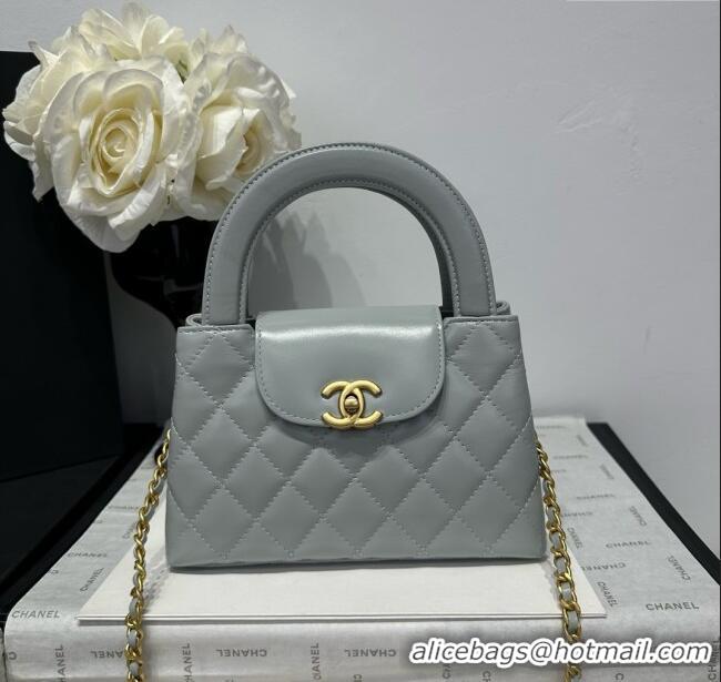 Market Sells Chanel Shiny Calfskin Mini Kelly Shopping Bag AS4416 Light Grey 2025