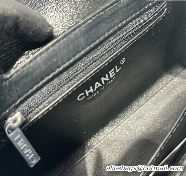 Top Grade Chanel Shiny Calfskin Mini Kelly Shopping Bag AS4416 Black/Silver 2025