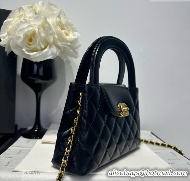 Best Price Chanel Shiny Calfskin Mini Kelly Shopping Bag AS4416 Black/Gold 2025