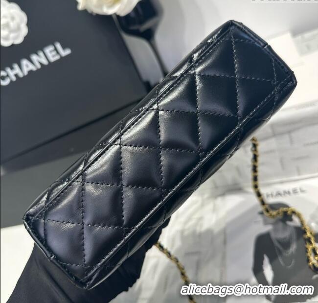 Best Price Chanel Shiny Calfskin Mini Kelly Shopping Bag AS4416 Black/Gold 2025
