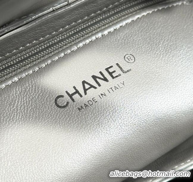 Famous Brand Chanel Patent Calfskin Mini Kelly Shopping Bag AS4416 Silver 2025