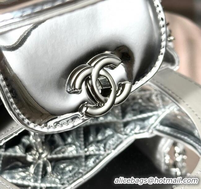 Famous Brand Chanel Patent Calfskin Mini Kelly Shopping Bag AS4416 Silver 2025