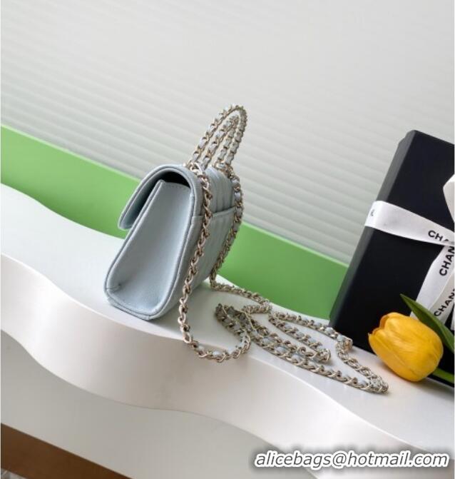 Luxury Cheap Chanel Phone Holder with Chain in Grained Shiny Calfskin AP3238 Black Spring-Summer 2025
