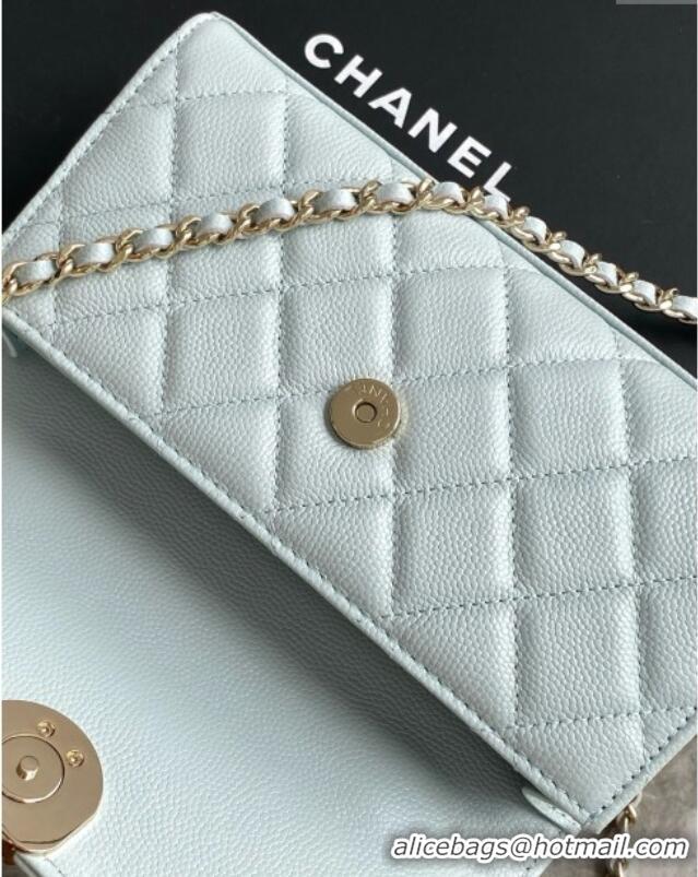 Luxury Cheap Chanel Phone Holder with Chain in Grained Shiny Calfskin AP3238 Black Spring-Summer 2025