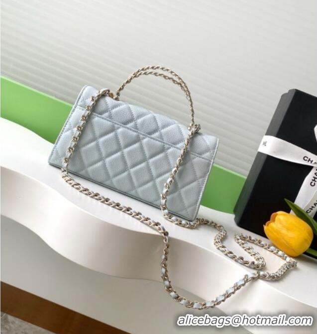 Luxury Cheap Chanel Phone Holder with Chain in Grained Shiny Calfskin AP3238 Black Spring-Summer 2025
