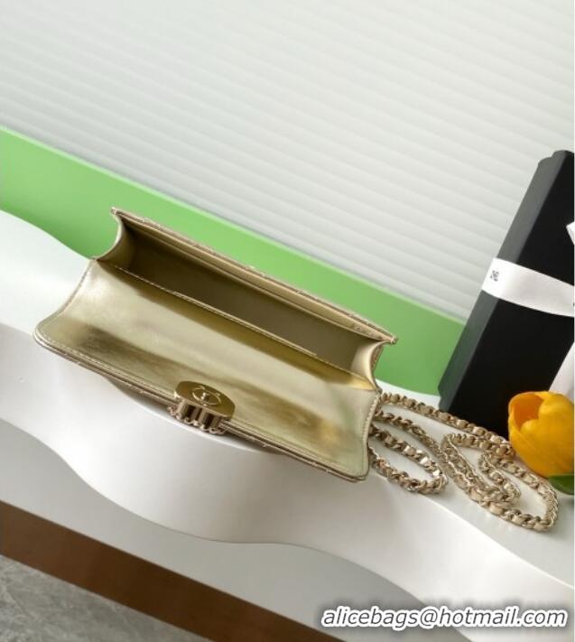 New Design Chanel Phone Holder with Chain in Lambskin AP3238 Gold Spring-Summer 2025