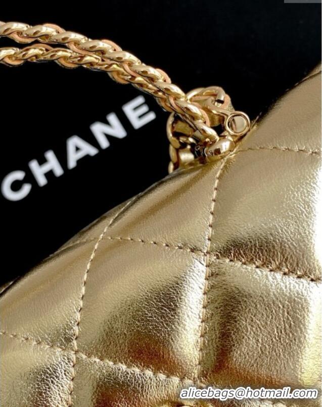 New Design Chanel Phone Holder with Chain in Lambskin AP3238 Gold Spring-Summer 2025