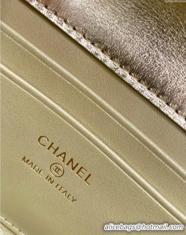 New Design Chanel Phone Holder with Chain in Lambskin AP3238 Gold Spring-Summer 2025
