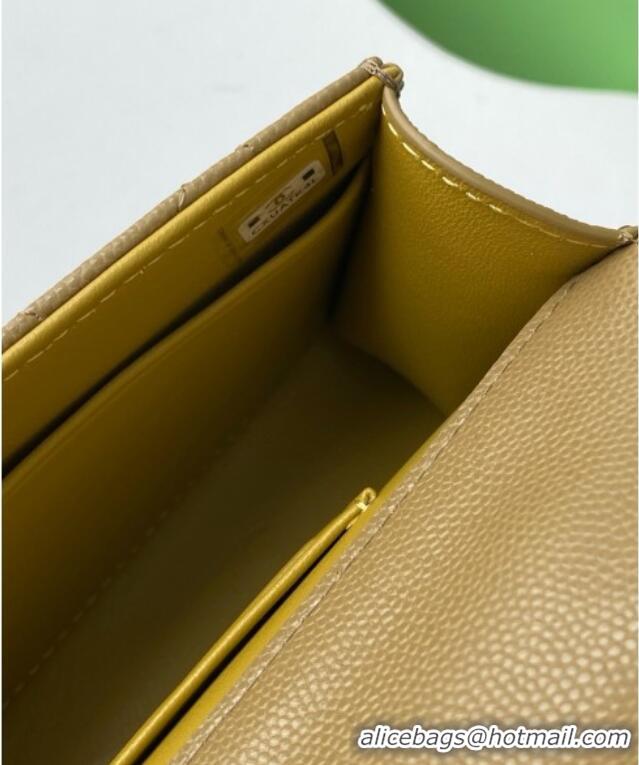 Promotional Chanel Phone Holder with Chain in Grained Shiny Calfskin AP3238 Khaki Green Spring-Summer 2025