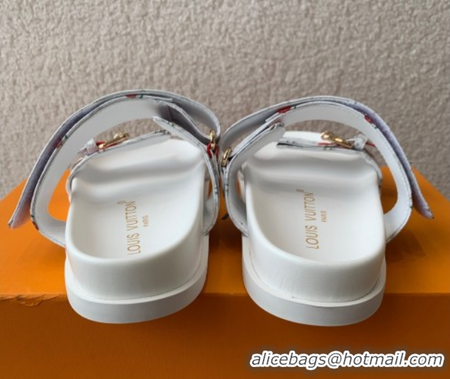 Good Quality Louis Vuitton LV x TM Bom Dia Flat Comfort Slides Sandal in Leather with Luscious Cherry White 0607027