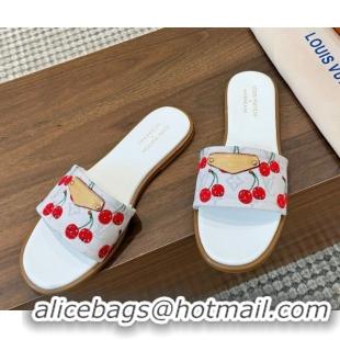 Trendy Design Louis Vuitton LV x TM Lily Flat Slides Sandal in Canvas with Luscious Cherry White 0607031
