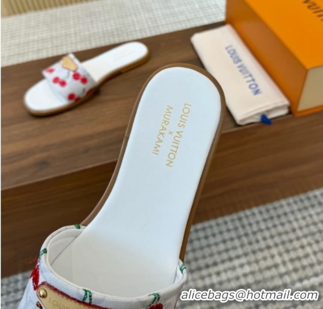 Trendy Design Louis Vuitton LV x TM Lily Flat Slides Sandal in Canvas with Luscious Cherry White 0607031