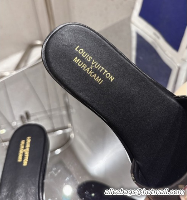 Discount Louis Vuitton LV x TM Lily Flat Slides Sandal in Calfskin with Luscious Cherry Brown 0607037