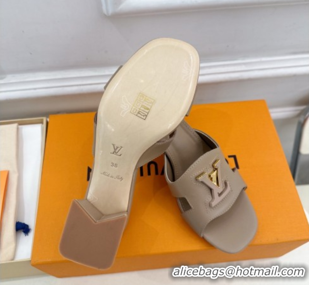 Buy Discount Louis Vuitton Mare Heel Slides Sandal 5.5cm in Calfskin Leather Grey 0607038