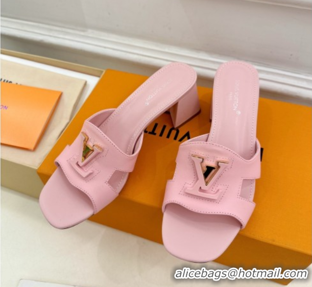 Purchase Louis Vuitton Mare Heel Slides Sandal 5.5cm in Calfskin Leather Pink 0607040