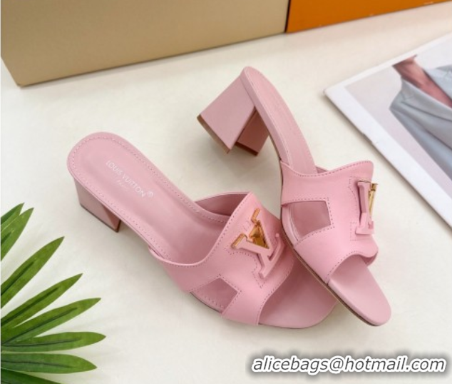 Purchase Louis Vuitton Mare Heel Slides Sandal 5.5cm in Calfskin Leather Pink 0607040