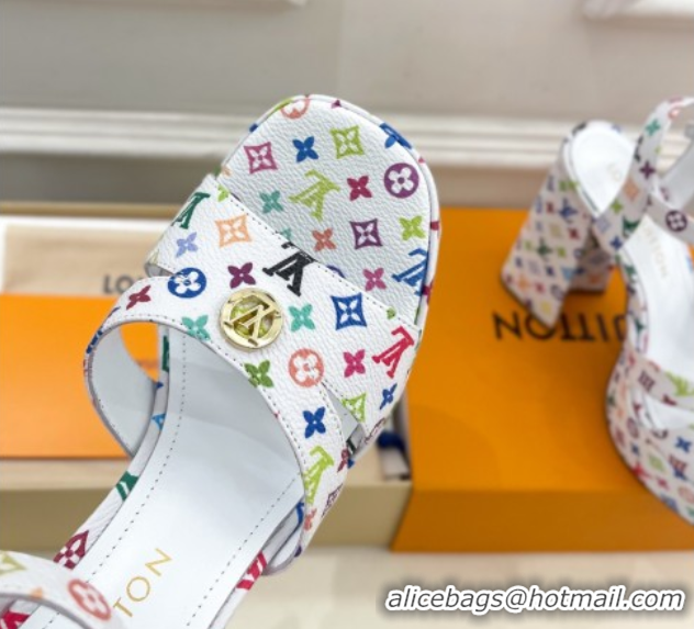 Charming Louis Vuitton Maya Heeled Platform Sandals 12cm in Monogram Canvas White/Multicolored 2025 1AGXXV