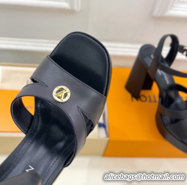 Luxury Louis Vuitton Maya Heeled Platform Sandals 12cm in Calf Leather Black 2025 1AGXXV 0607050