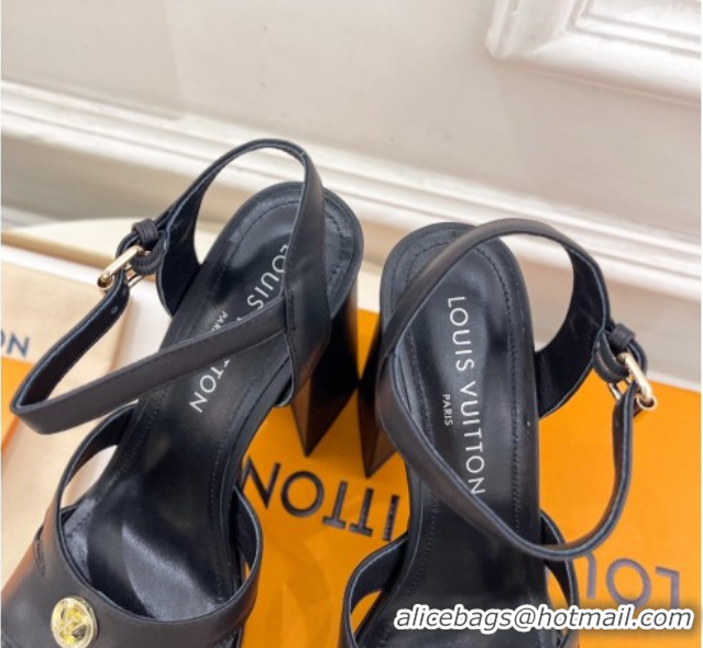 Luxury Louis Vuitton Maya Heeled Platform Sandals 12cm in Calf Leather Black 2025 1AGXXV 0607050