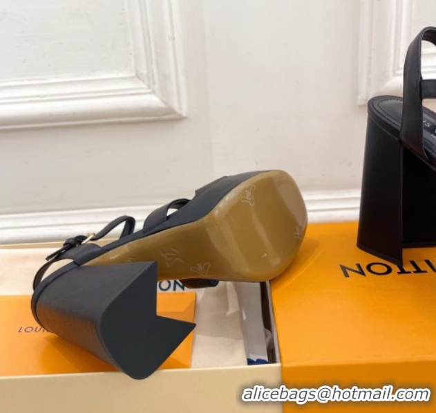 Luxury Louis Vuitton Maya Heeled Platform Sandals 12cm in Calf Leather Black 2025 1AGXXV 0607050