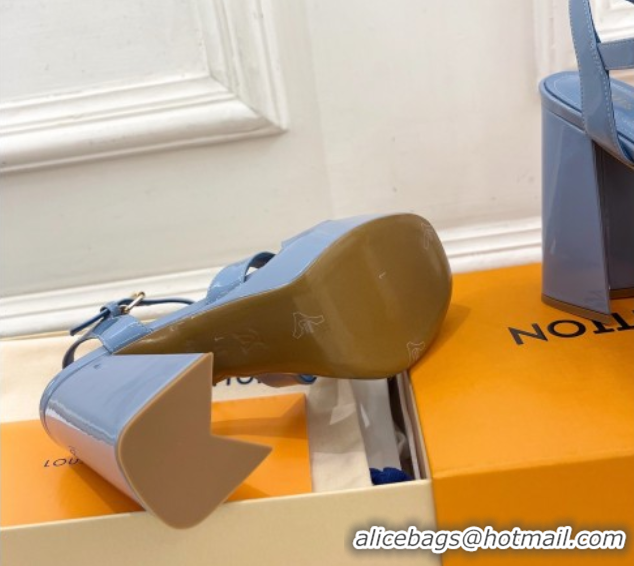 Most Popular Louis Vuitton Maya Heeled Platform Sandals 12cm in Patent Leather Blue 2025 1AGXXV 0607051