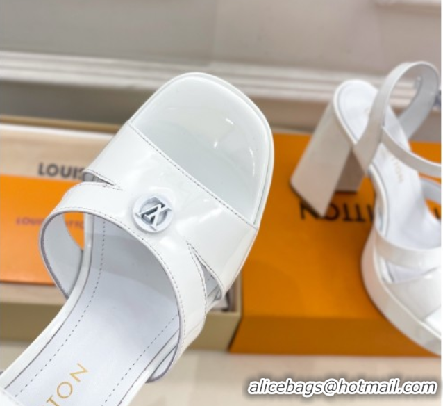 Hot Style Louis Vuitton Maya Heeled Platform Sandals 12cm in Patent Leather White 2025 1AGXXV 0607053