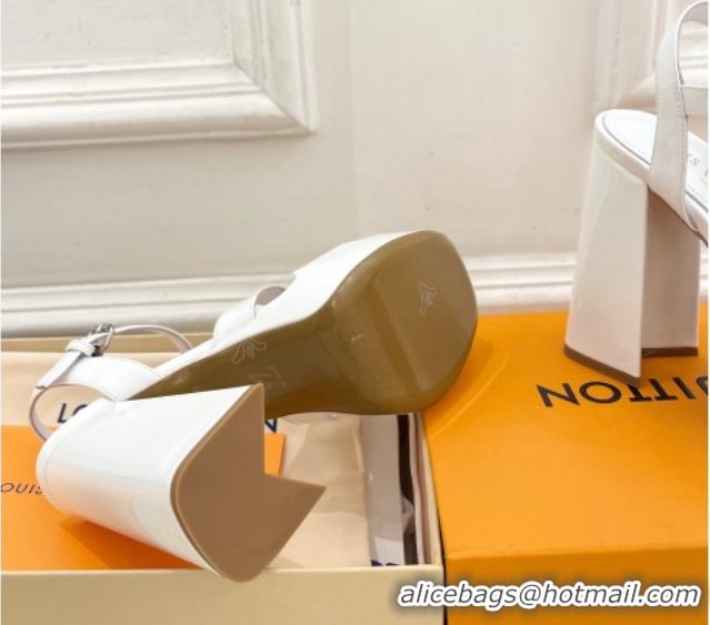 Hot Style Louis Vuitton Maya Heeled Platform Sandals 12cm in Patent Leather White 2025 1AGXXV 0607053