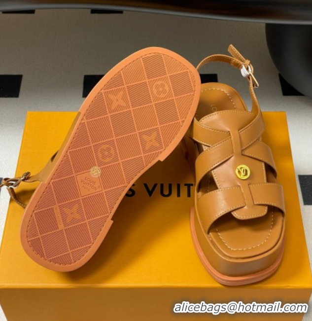 Sophisticated Louis Vuitton Maya Flatform Sandals 5cm in Calf Leather Brown 2025 1ACYJL 0607055