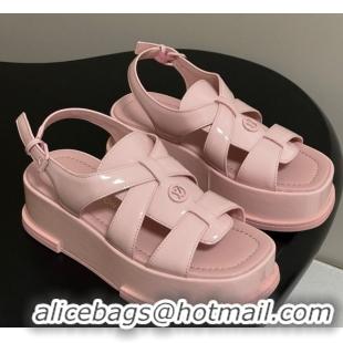 Sumptuous Louis Vuitton Maya Flatform Sandals 5cm in Patent Leather Light Pink 2025 1ACYJL 0607060