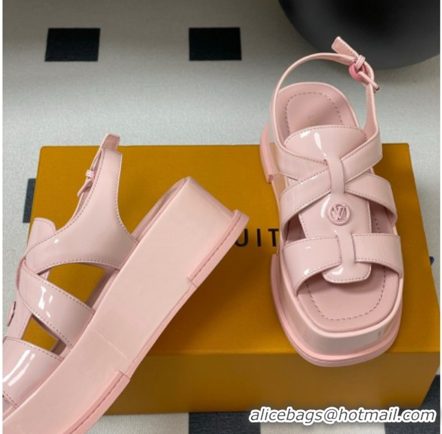 Sumptuous Louis Vuitton Maya Flatform Sandals 5cm in Patent Leather Light Pink 2025 1ACYJL 0607060