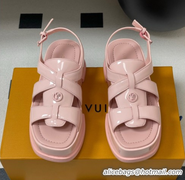 Sumptuous Louis Vuitton Maya Flatform Sandals 5cm in Patent Leather Light Pink 2025 1ACYJL 0607060