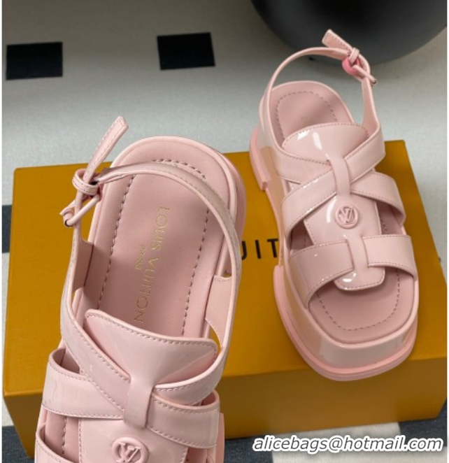 Sumptuous Louis Vuitton Maya Flatform Sandals 5cm in Patent Leather Light Pink 2025 1ACYJL 0607060