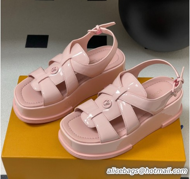 Sumptuous Louis Vuitton Maya Flatform Sandals 5cm in Patent Leather Light Pink 2025 1ACYJL 0607060