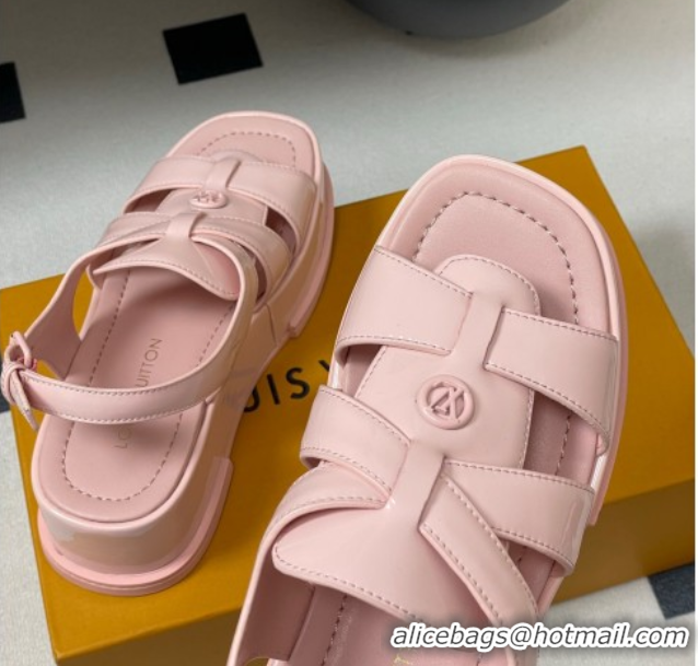 Sumptuous Louis Vuitton Maya Flatform Sandals 5cm in Patent Leather Light Pink 2025 1ACYJL 0607060