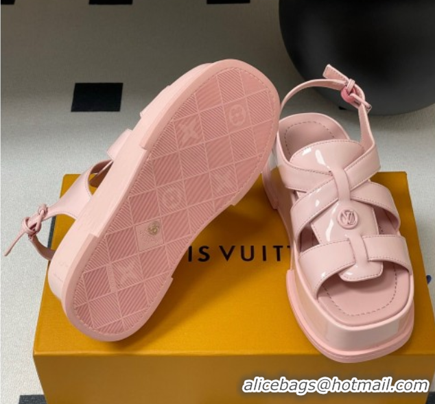 Sumptuous Louis Vuitton Maya Flatform Sandals 5cm in Patent Leather Light Pink 2025 1ACYJL 0607060