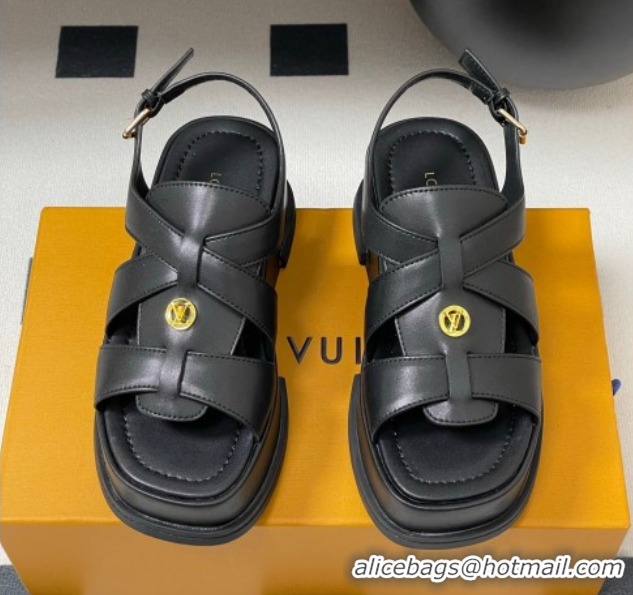 Fashion Louis Vuitton Maya Flatform Sandals 5cm in Calf Leather Black 2025 1ACYJL 0607062