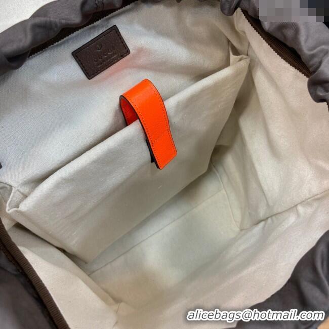 Reasonable Price Gucci Mens Ophidia GG Canvas Medium Backpack Bag 598140 Beige/Fluorescent Orange 2024