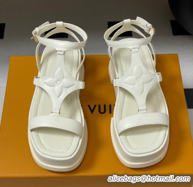 Unique Style Louis Vuitton Maya Platform Sandals 5cm in Calf Leather White 0607067