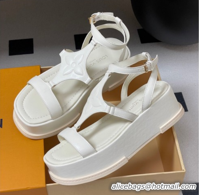 Unique Style Louis Vuitton Maya Platform Sandals 5cm in Calf Leather White 0607067