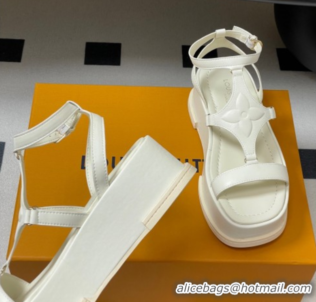 Unique Style Louis Vuitton Maya Platform Sandals 5cm in Calf Leather White 0607067