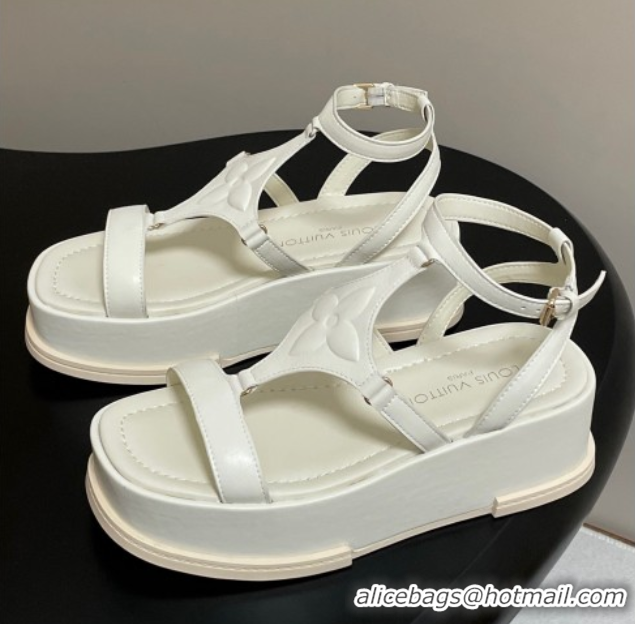 Unique Style Louis Vuitton Maya Platform Sandals 5cm in Calf Leather White 0607067
